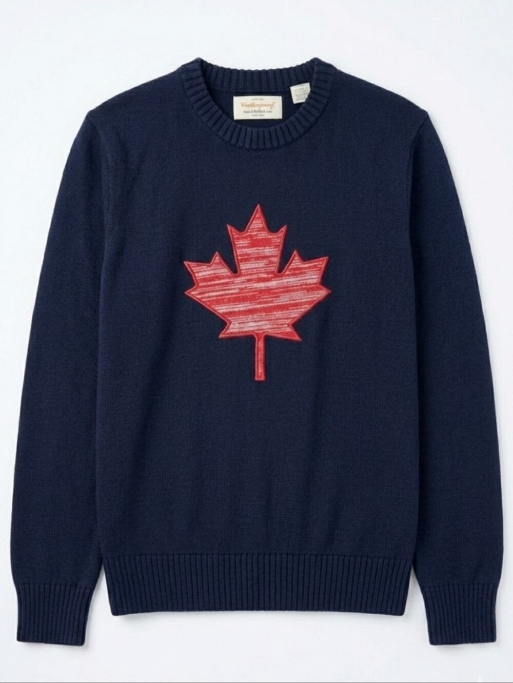 100% Cotton Navy Women's Sweater w/ Red Maple Leaf Accent NWT Size XS Canada Day